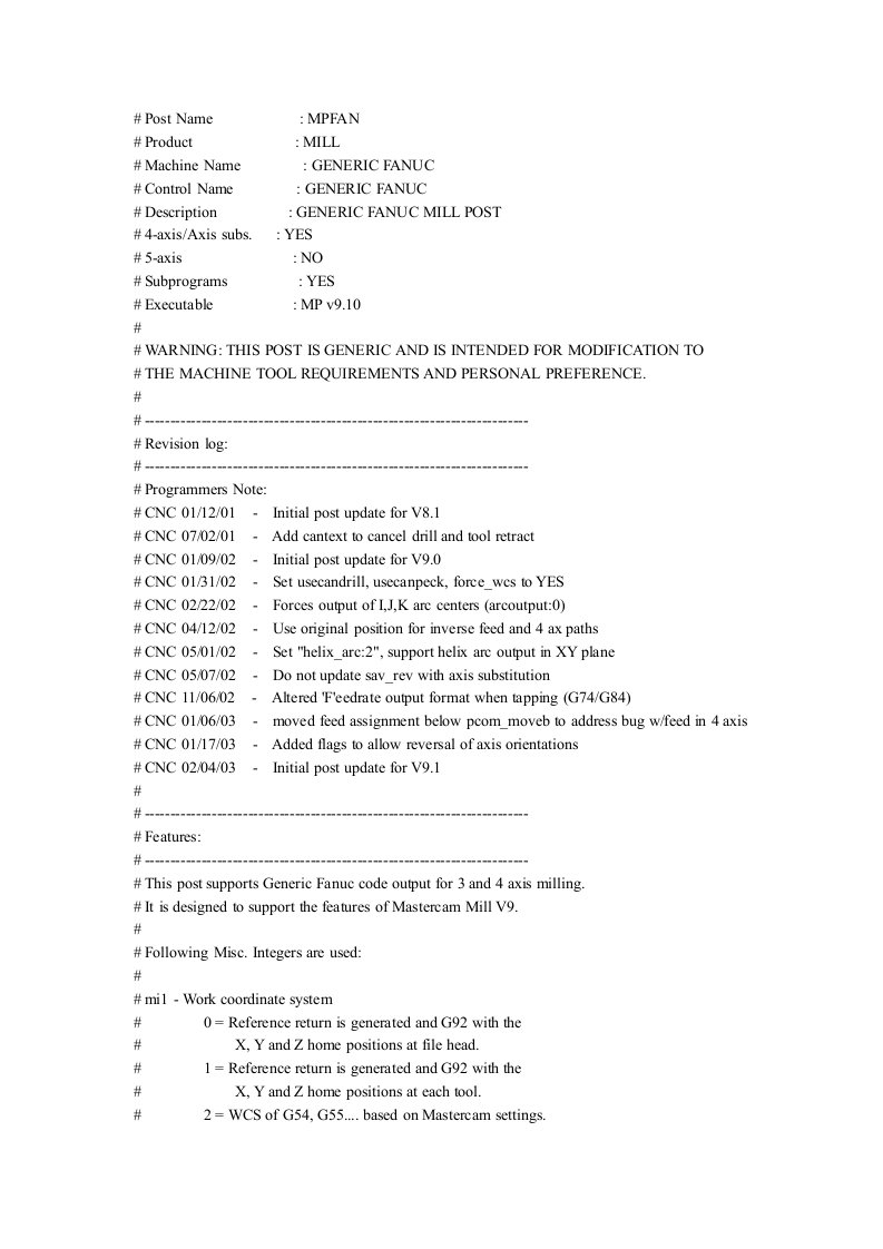 mastercam9.1后处理带刀具半径和余量显示经典