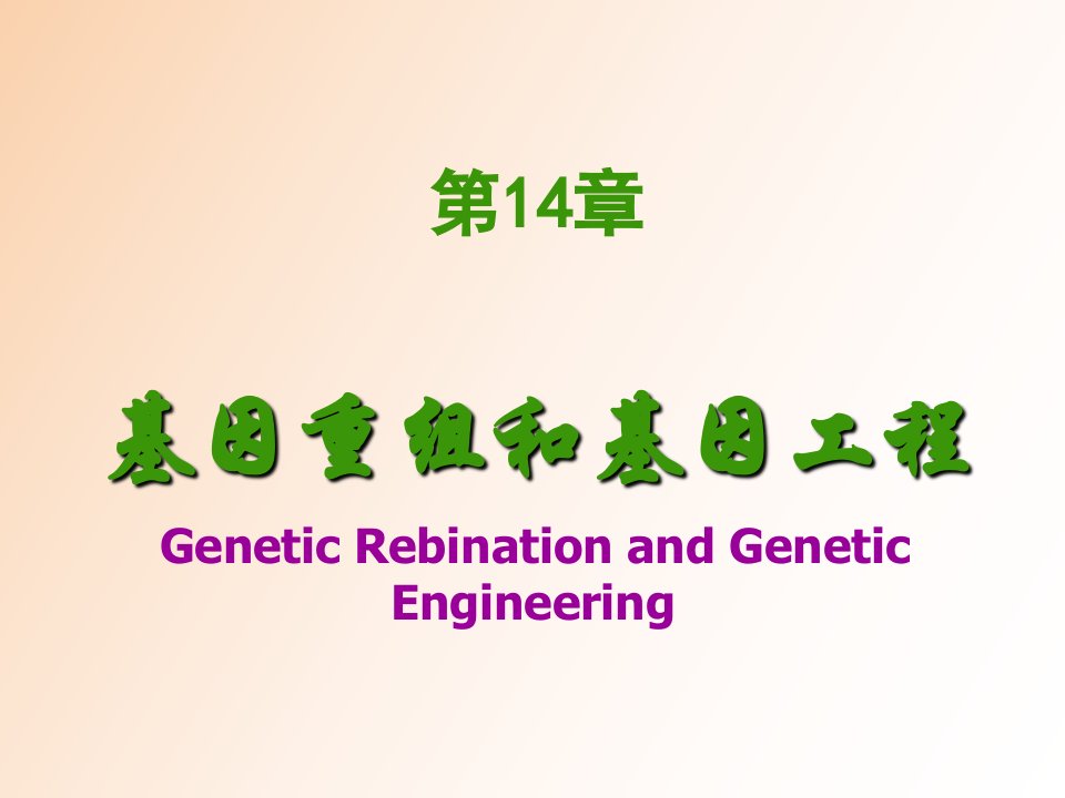 基因重组和基因工程