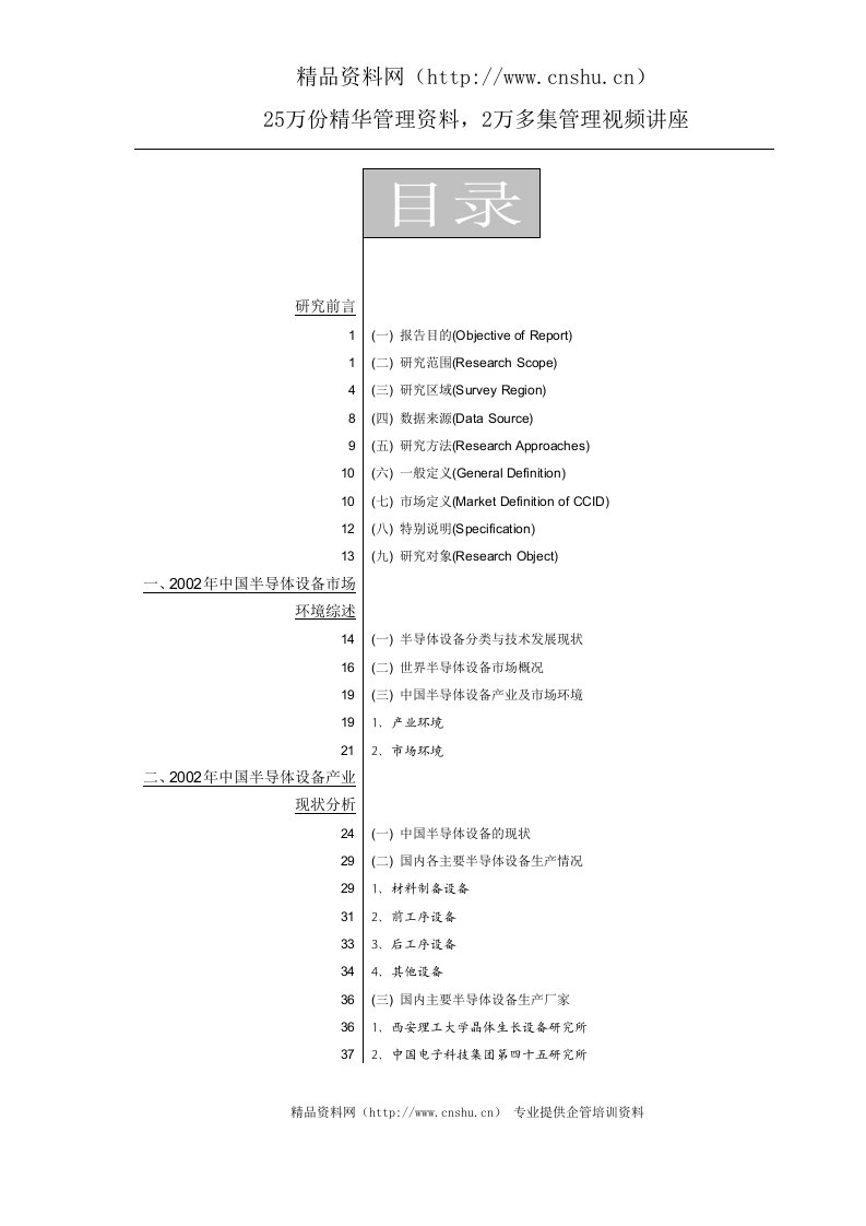 半导体制造工艺流程目录