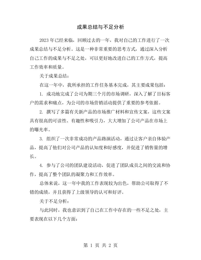 成果总结与不足分析