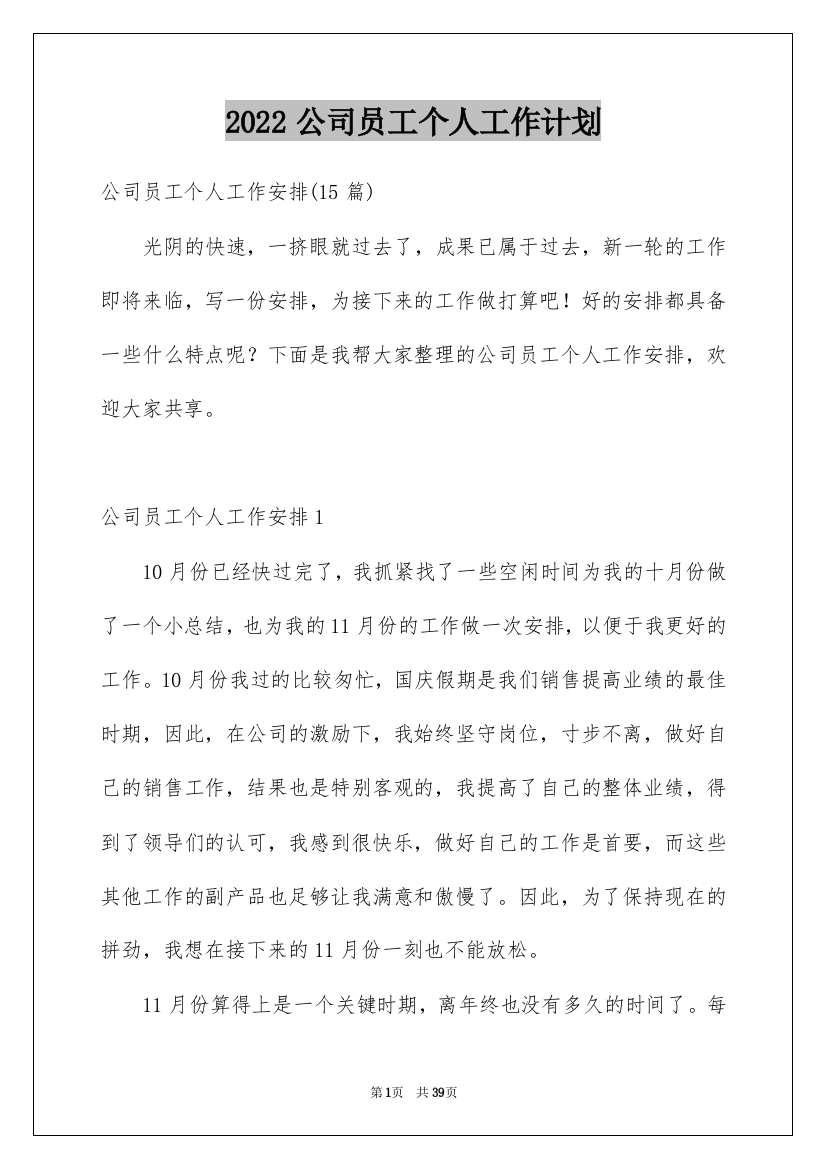 2022公司员工个人工作计划_10