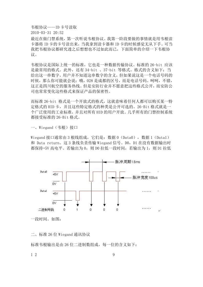 韦根26协议以及示例程序