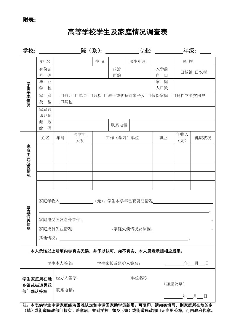 高等学校学生及其家庭情况调查表-全国学生资助管理中心