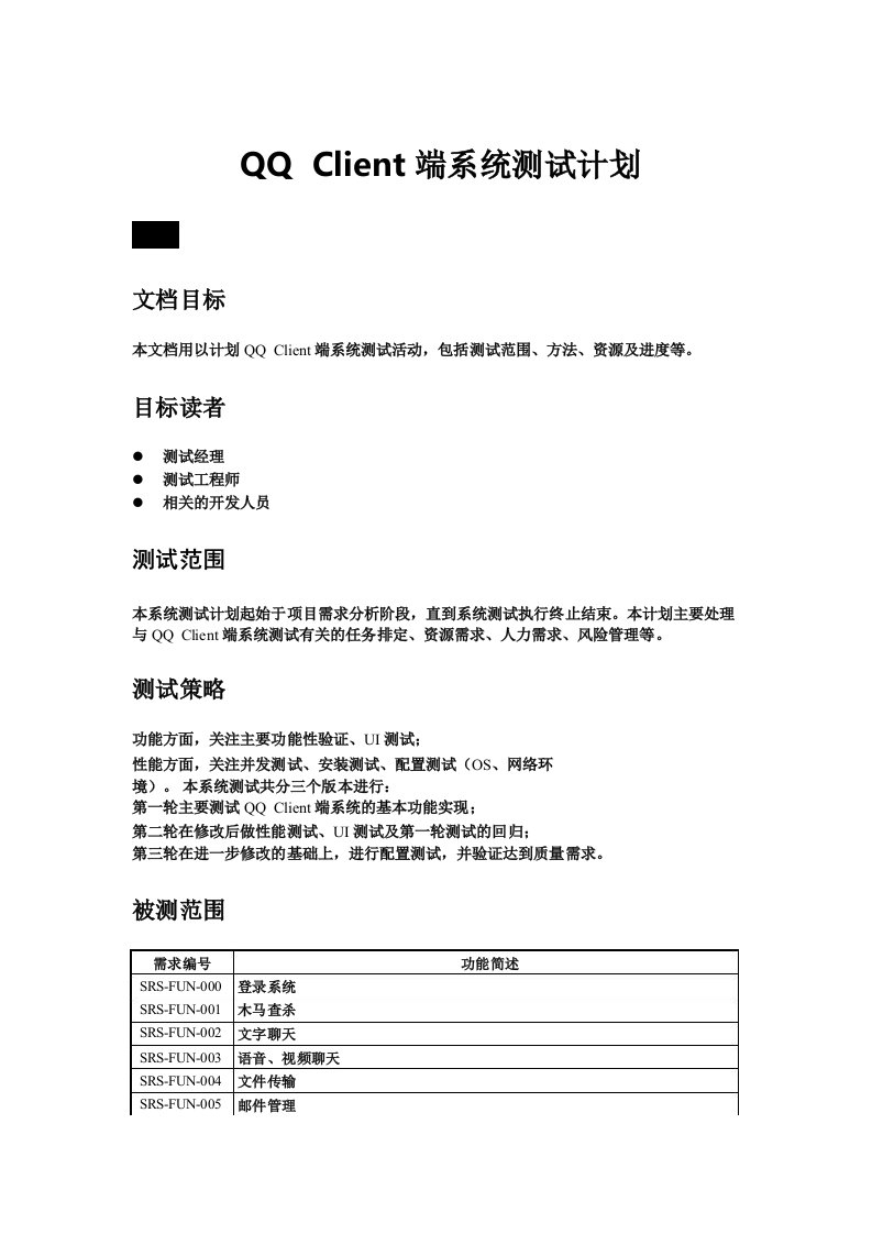 QQClient端系统测试计划