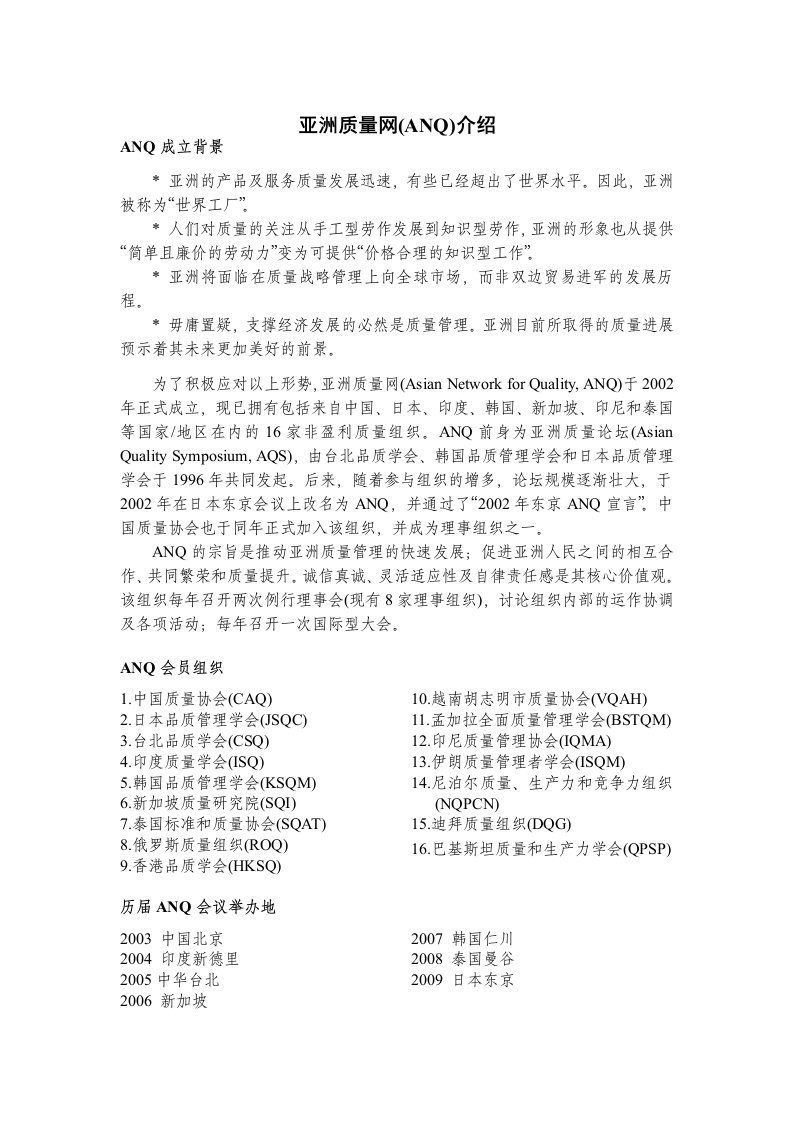 亚洲质量网(ANQ)介绍