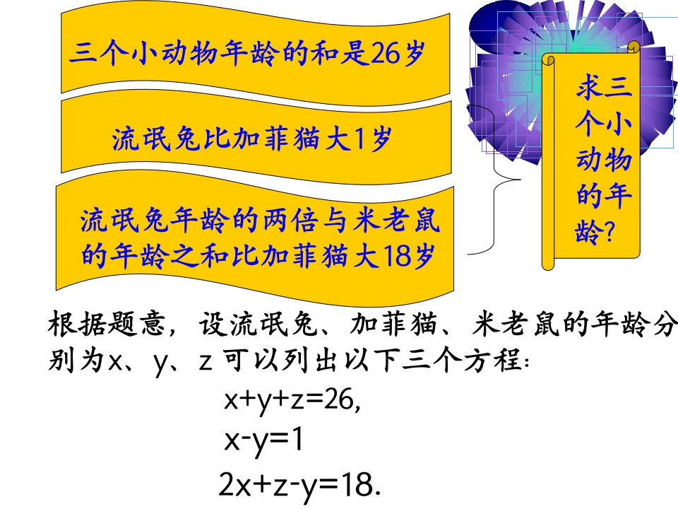 三元一次方程组解法精品课件1人教版七年级下ppt