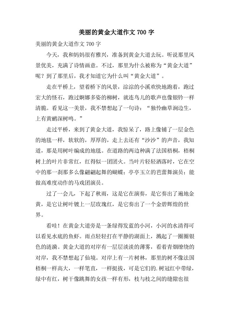 美丽的黄金大道作文700字