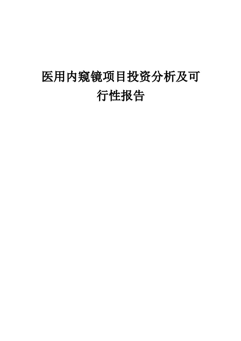 2024年医用内窥镜项目投资分析及可行性报告