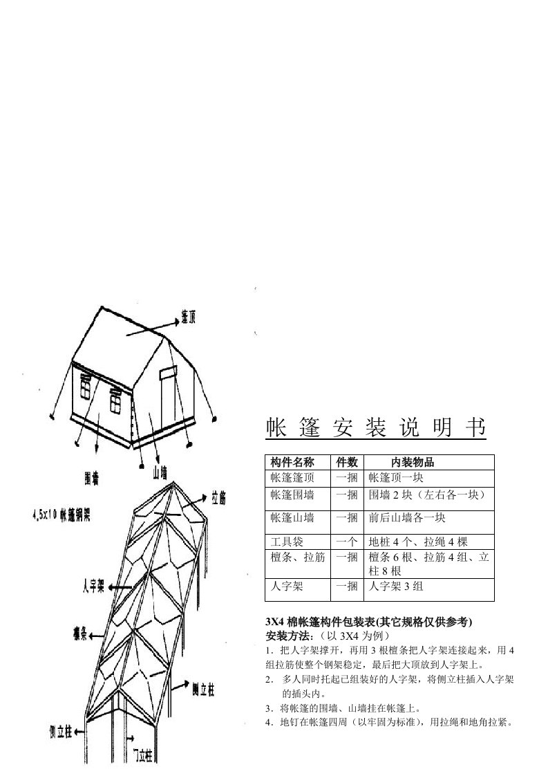 帐篷安装说明书