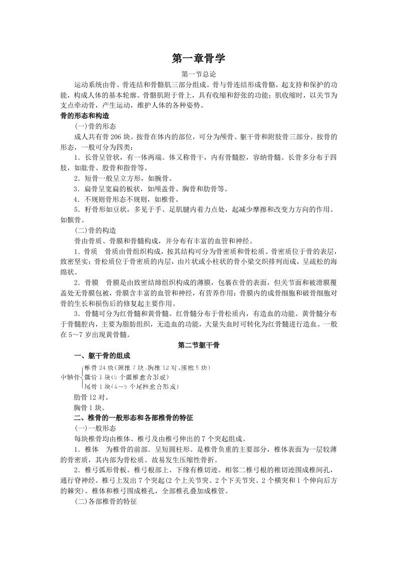 全国成人高考专升本统考复习专用教材医学综合第一章骨学