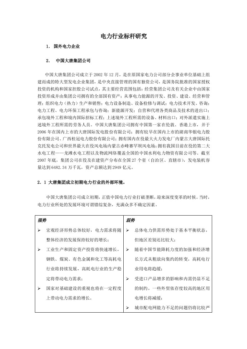 电力行业战略组织标杆研究报告