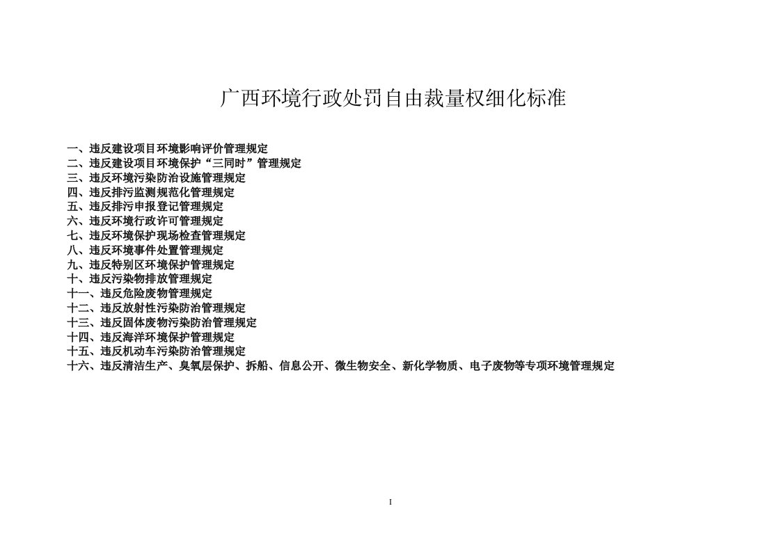 广西环境行政处罚自由裁量权细化标准