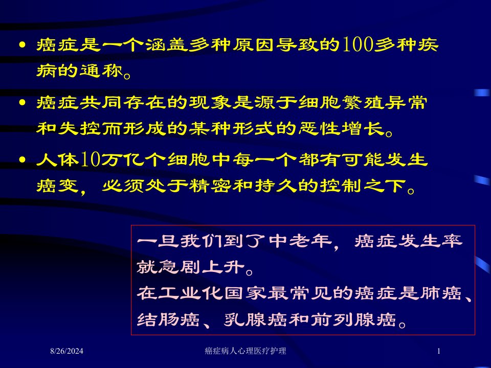 癌症病人心理医疗护理培训ppt课件