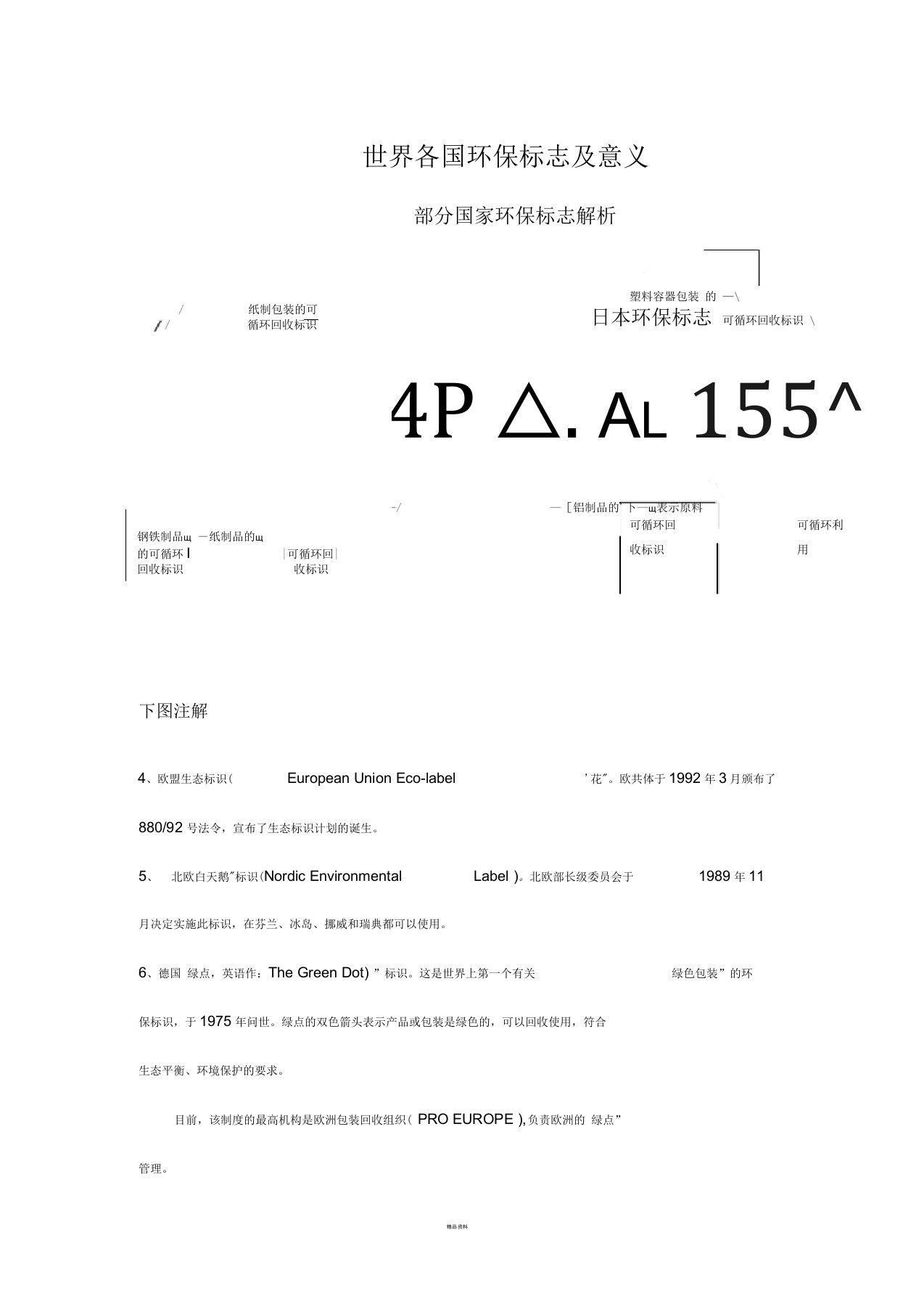 世界各国环保标志及意义打印