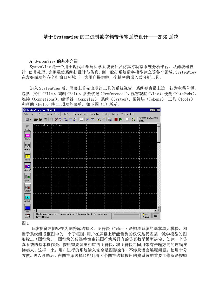 基于systemview的二进制数字频带传输系统设计——2psk系统