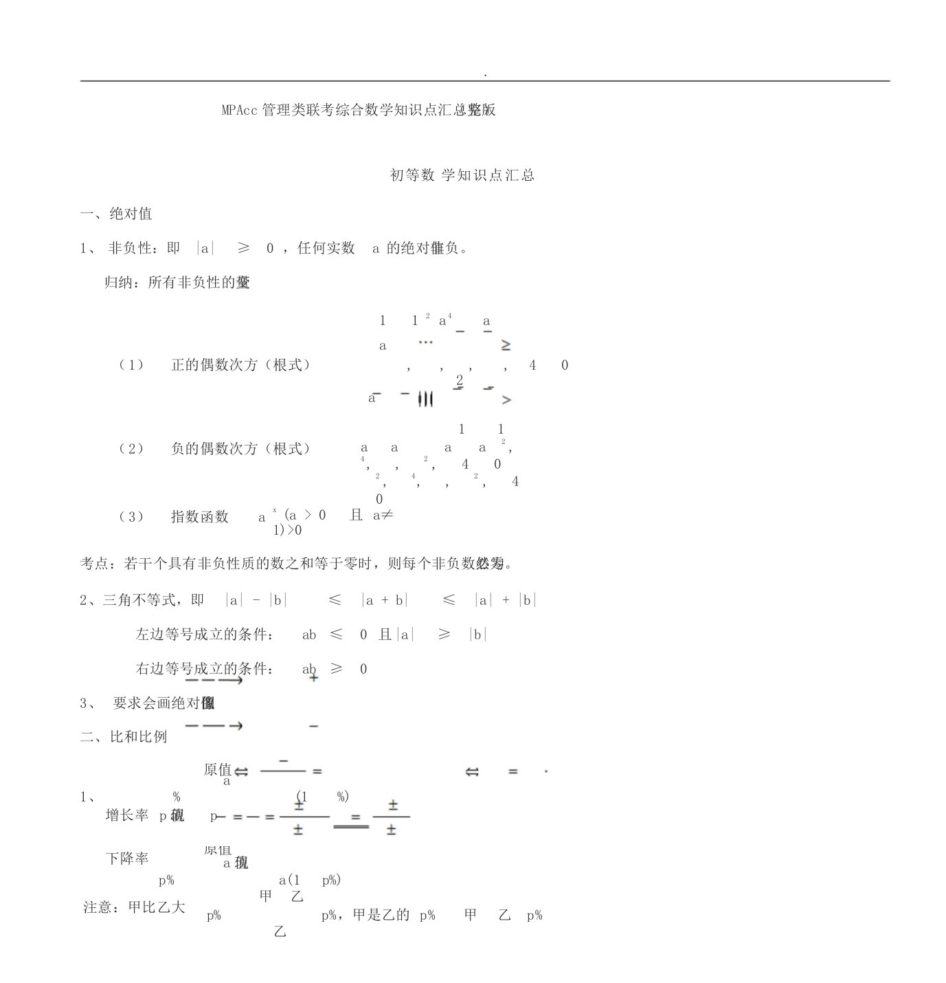 管理类联考综合数学知识点汇总(完整版)