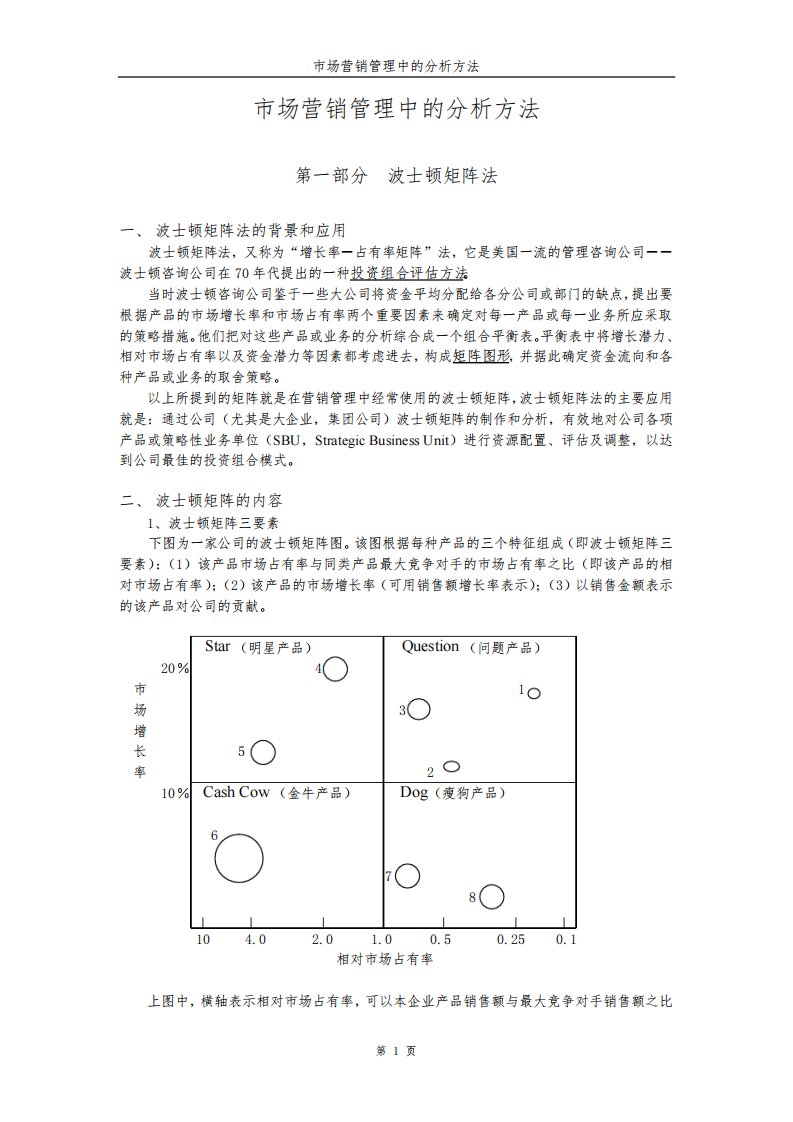 市场营销管理中的分析方法(讲义)