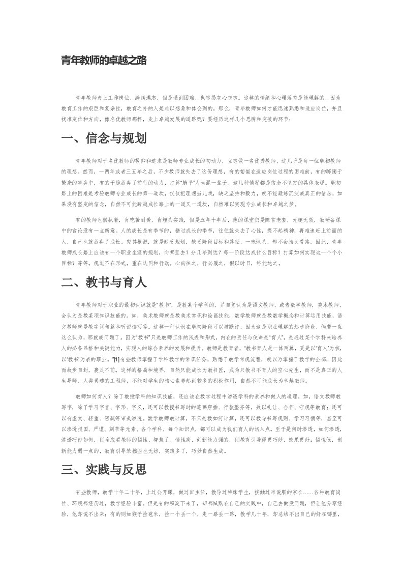 青年教师的卓越之路