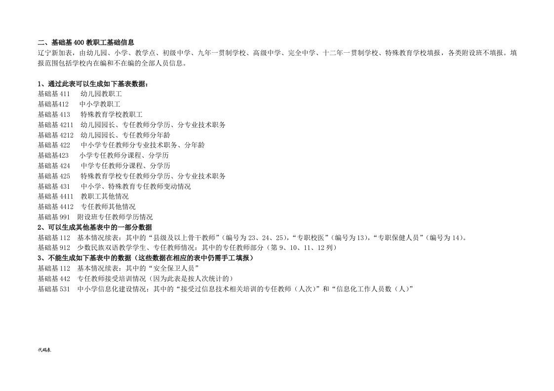 基础教育报表400(教职工数据库)