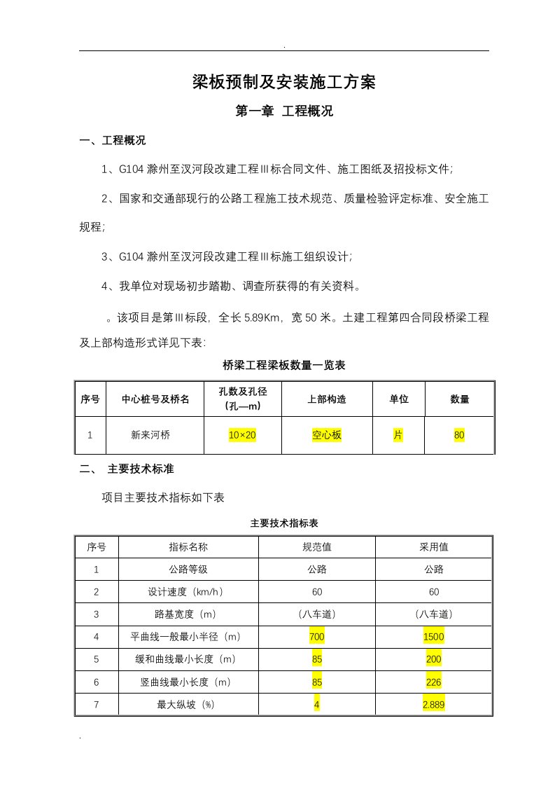 梁板预制及安装施工组织设计