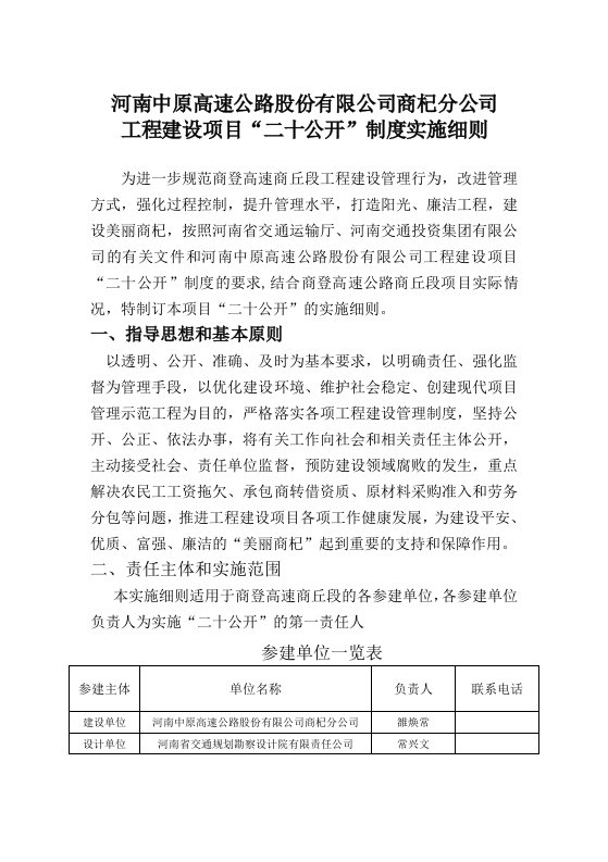 工程制度与表格-商杞分公司工程建设项目二十公开制度