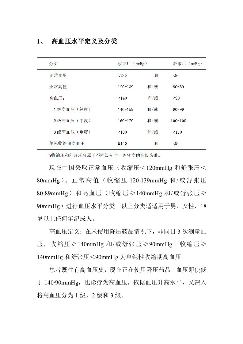 高血压病人定义及分类样稿