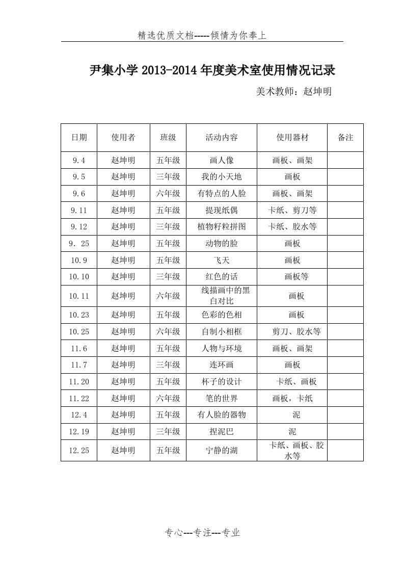 美术教室使用记录(共2页)