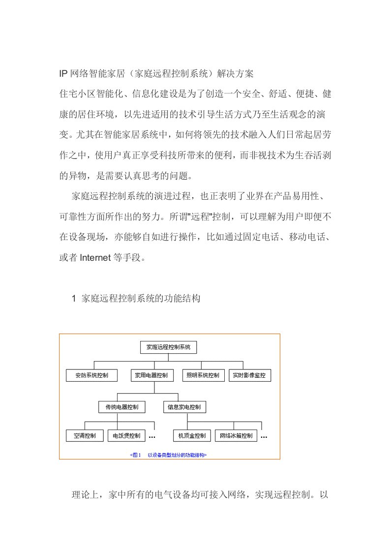 ip网络智能家居(家庭远程控制系统)解决方案