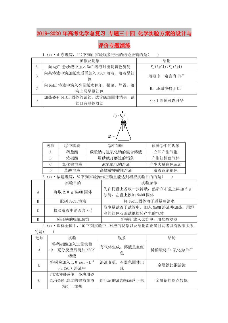 2019-2020年高考化学总复习