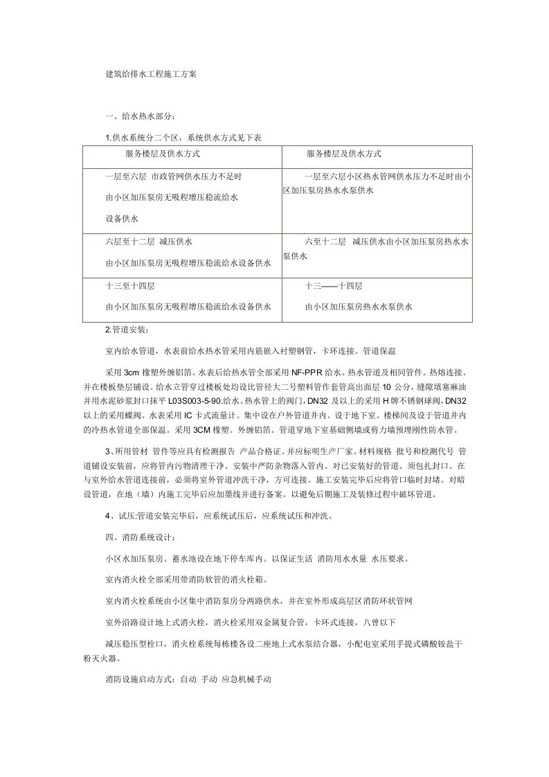 建筑给排水强电工程施工方案