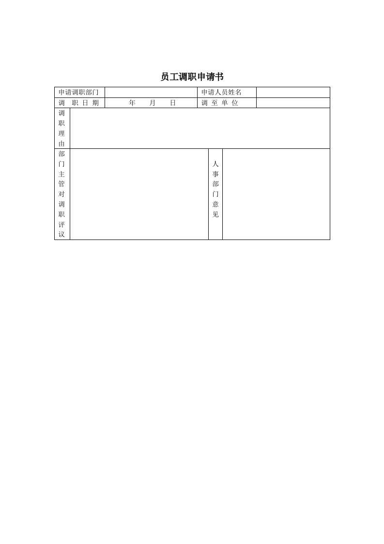 表格模板-登康口腔护理用品股份有限公司员工调动申请表