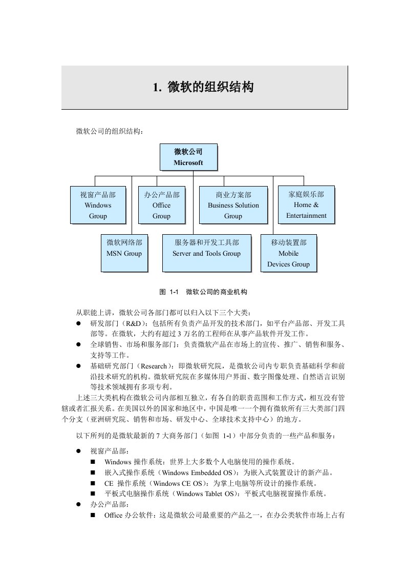 微软的组织结构