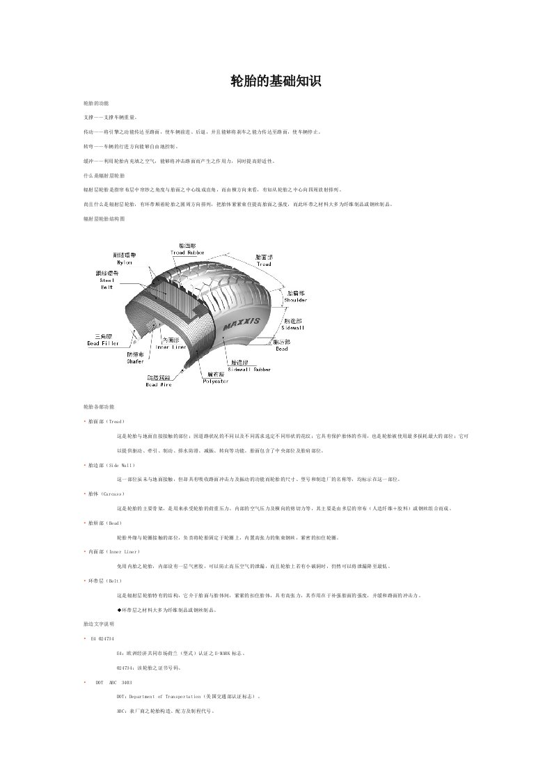 汽车轮胎的基础知识