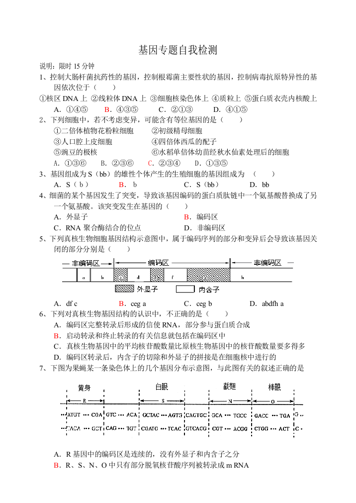 基因专题限时训练