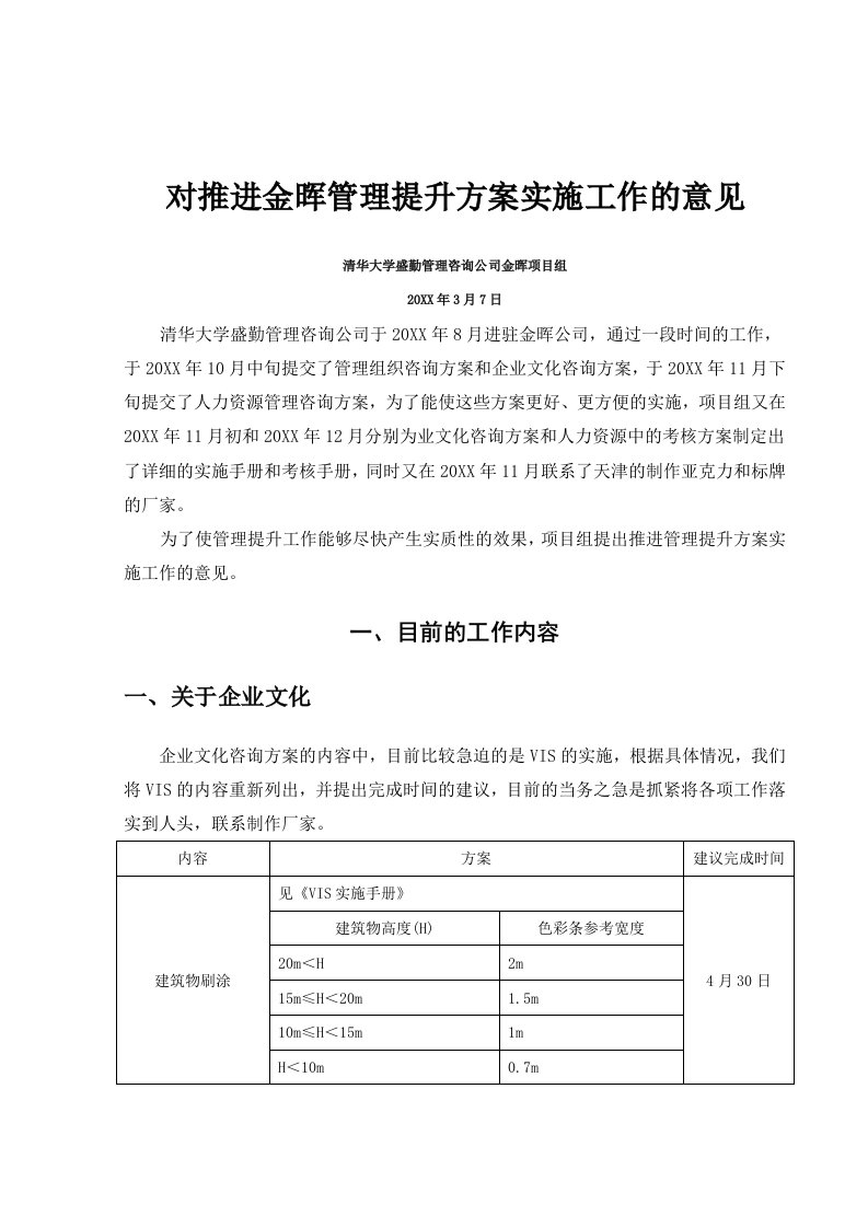 能源化工-山西金晖煤焦化工—实施计划