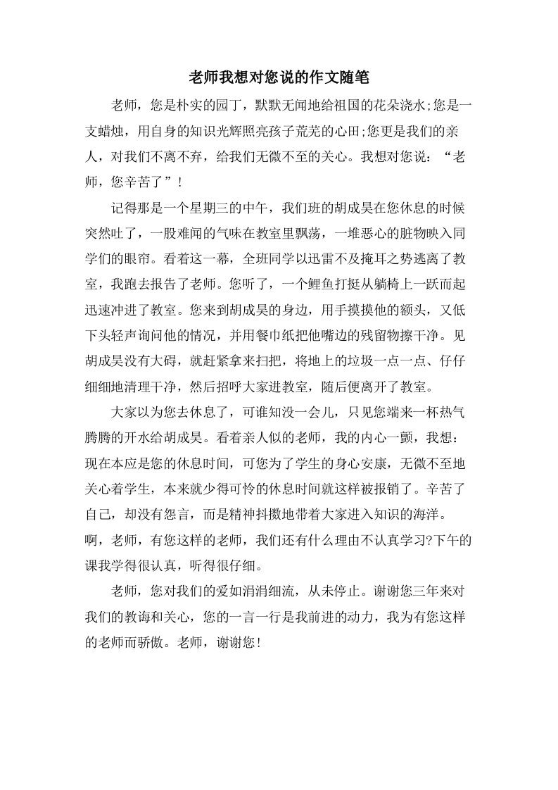 老师我想对您说的作文随笔