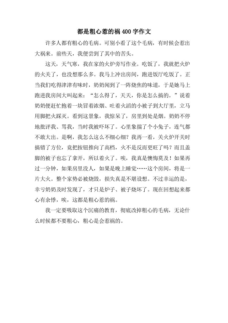 都是粗心惹的祸400字作文