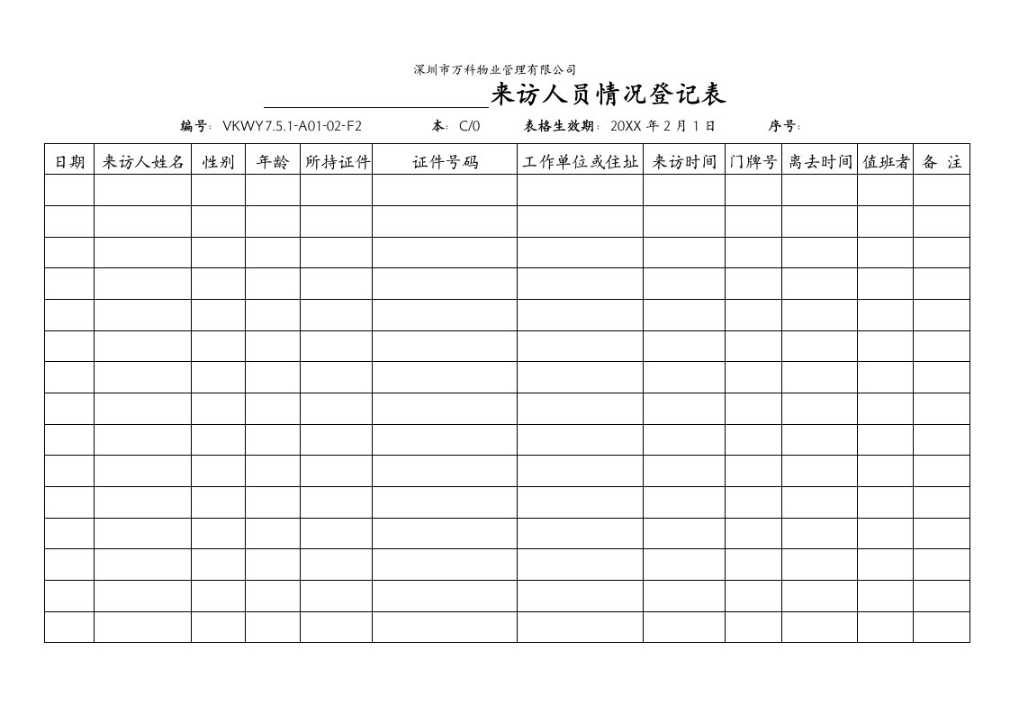 员工管理-751A0102F2来访人员情况登记表