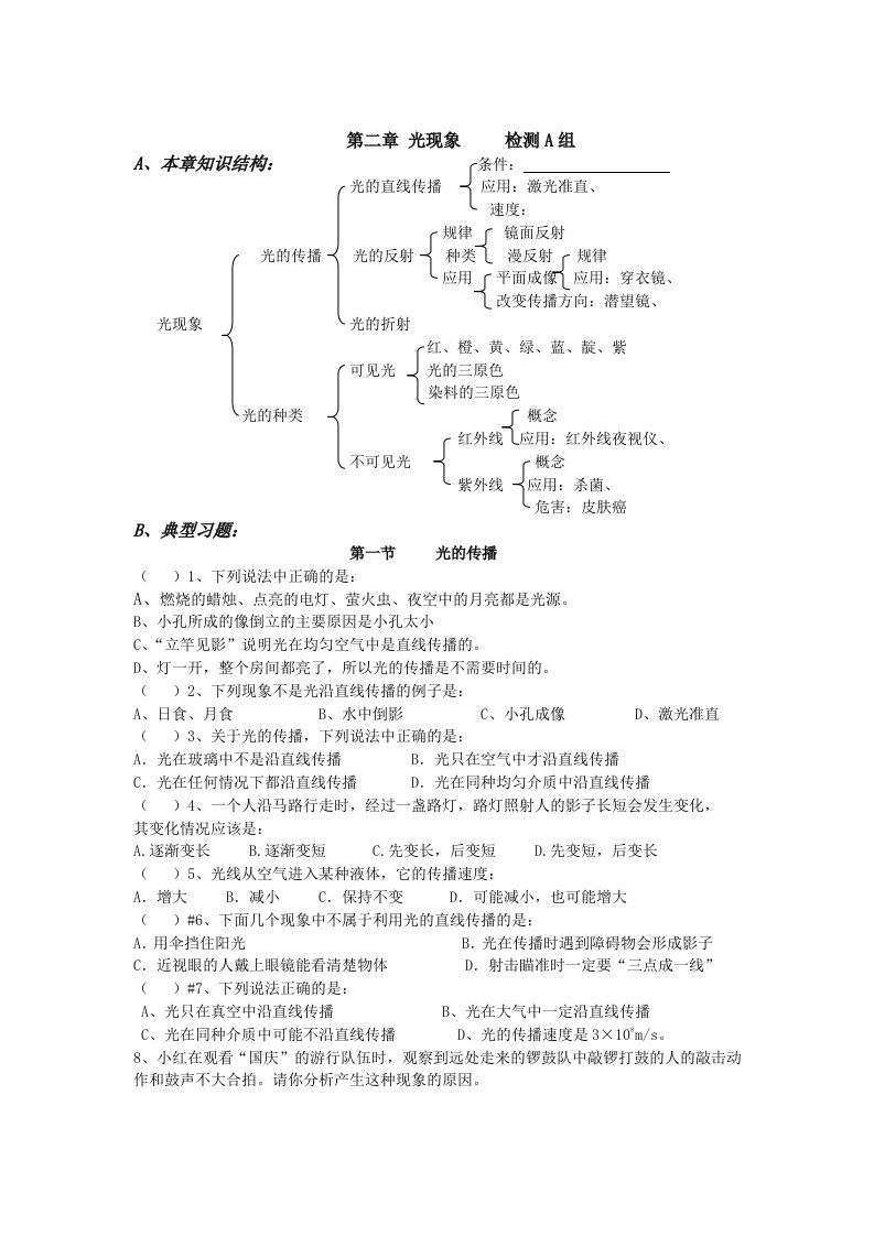 青岛八年级物理-光现象复习讲义