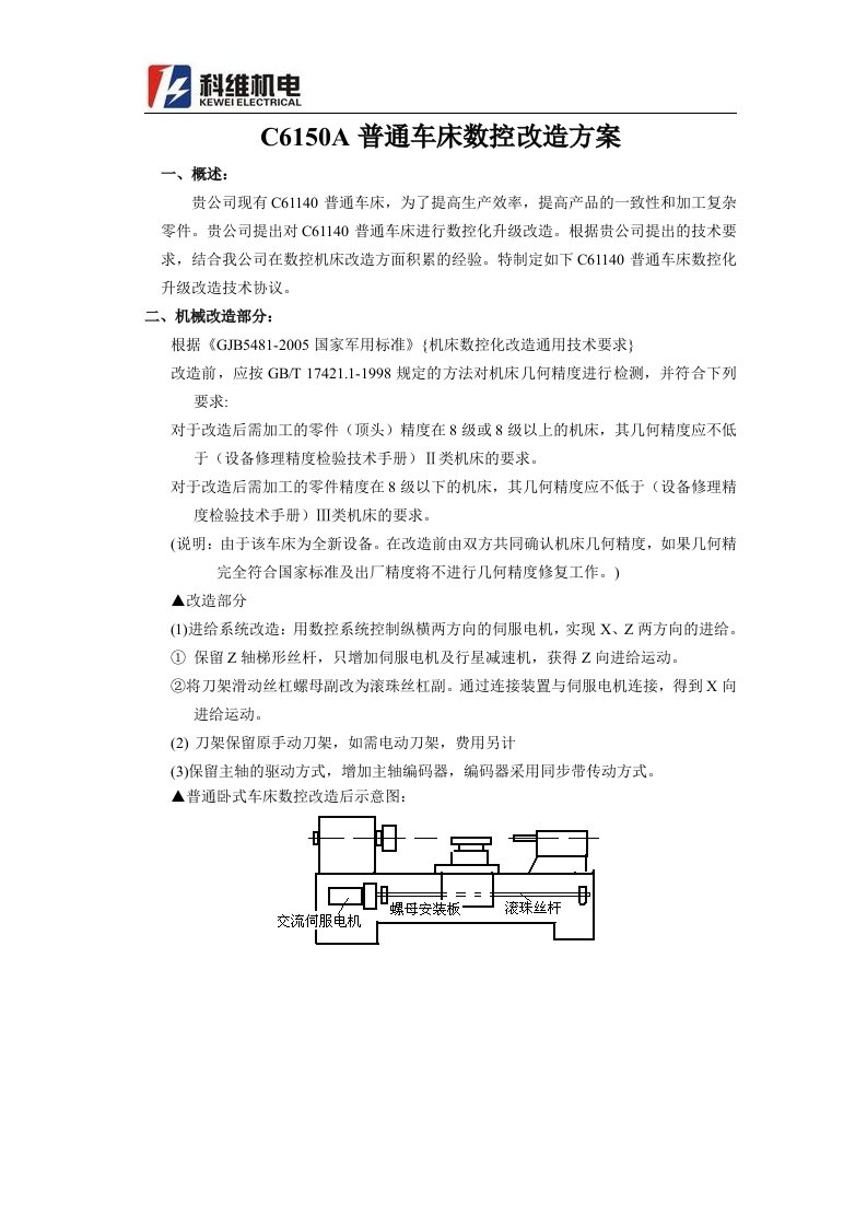 C6140普通车床数控化改造技术协议