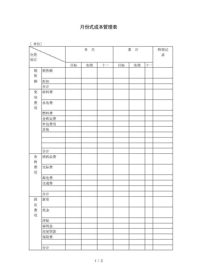 成本管理汇总54