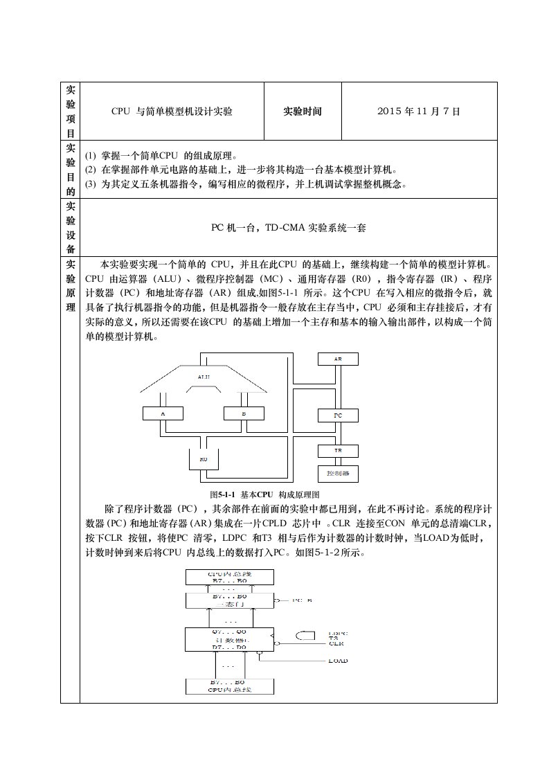 CPU与简单模型机设计实验