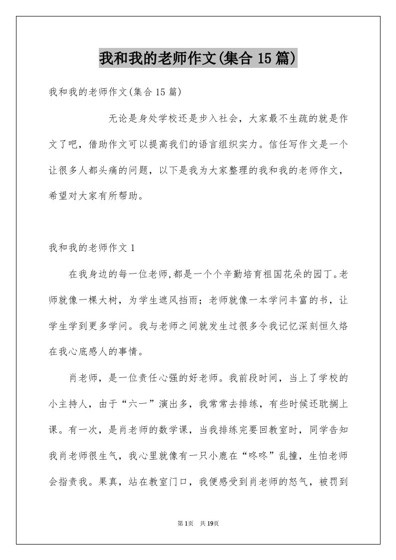 我和我的老师作文集合15篇例文