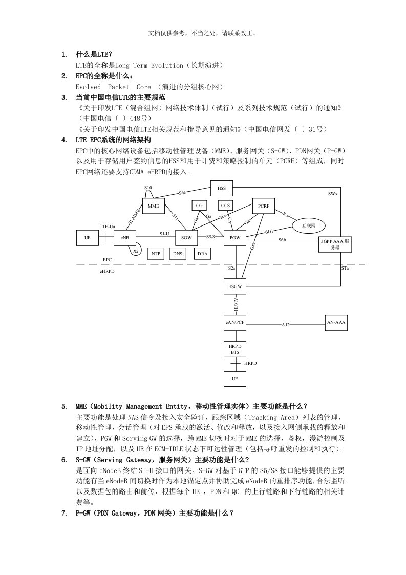 LTE核心网应知应会