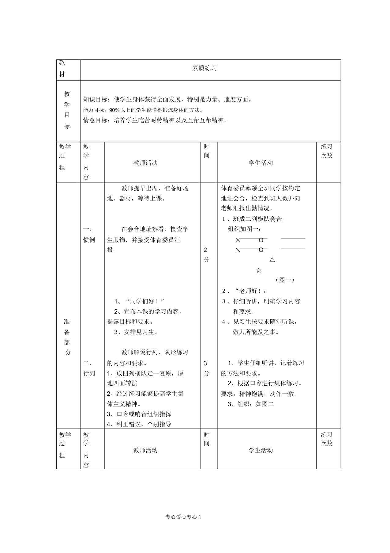 IASK七年级体育素质练习教案人教课标版