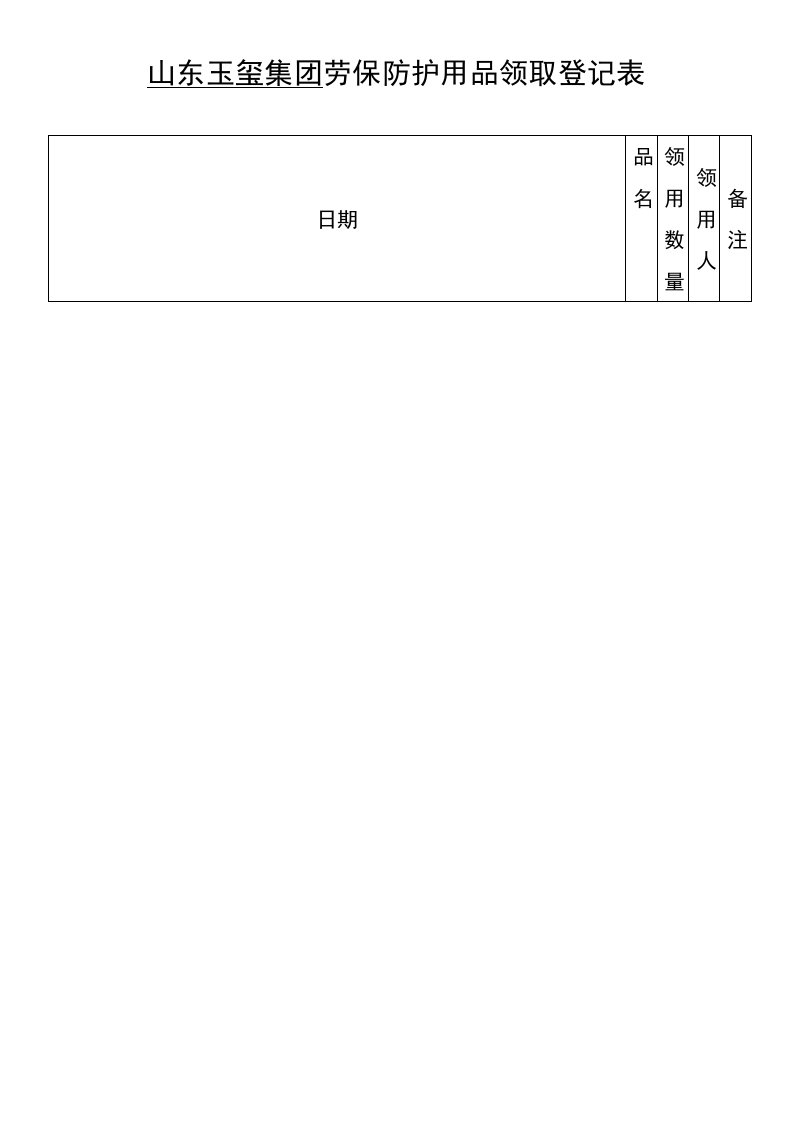 劳保用品领用登记表