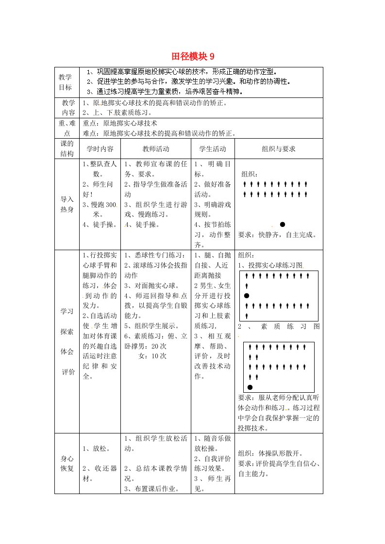 江苏省赣榆县智贤中学高中体育田径教案9