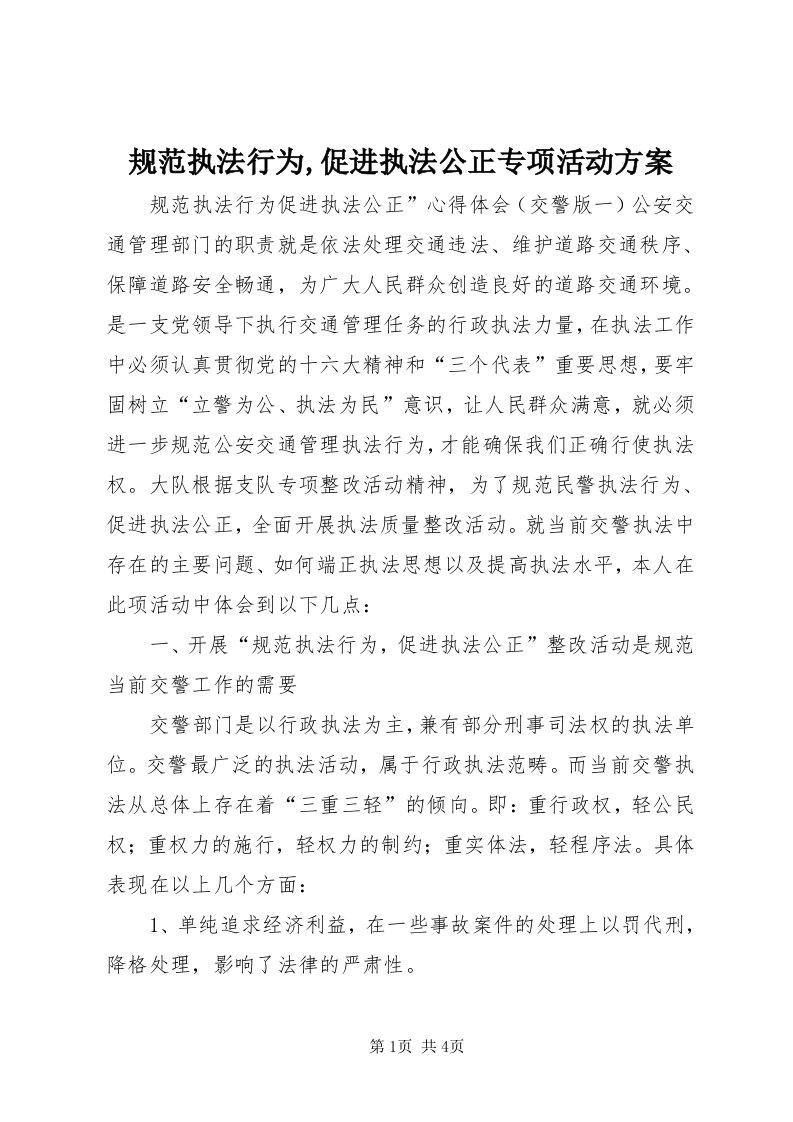 3规范执法行为,促进执法公正专项活动方案