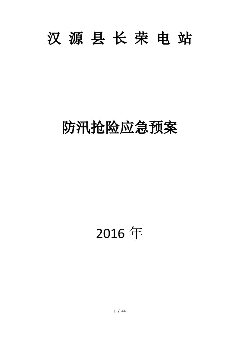 电站防汛抢险应急预案