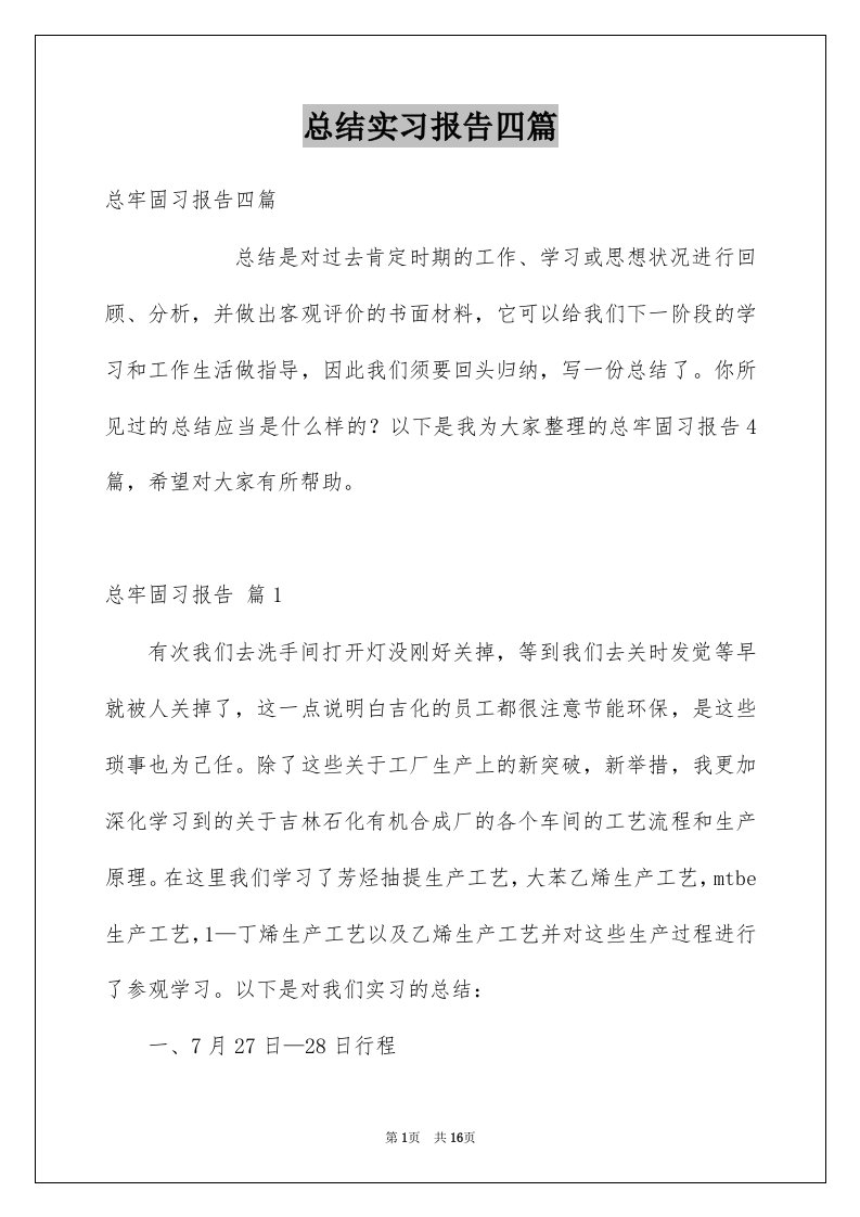 总结实习报告四篇例文4